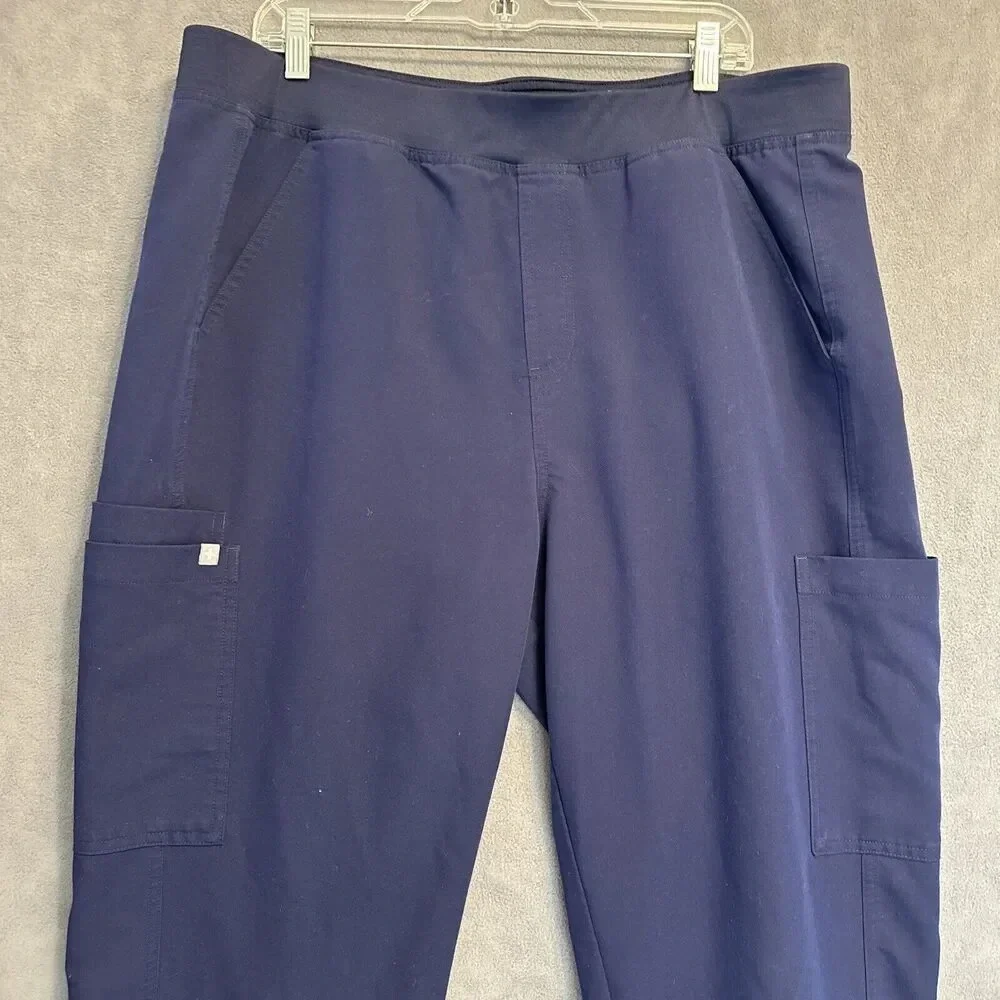 Figs Axim‎ Cargo Scrub Pants Mens XXL Tall Navy Blue Pants Technical Collection